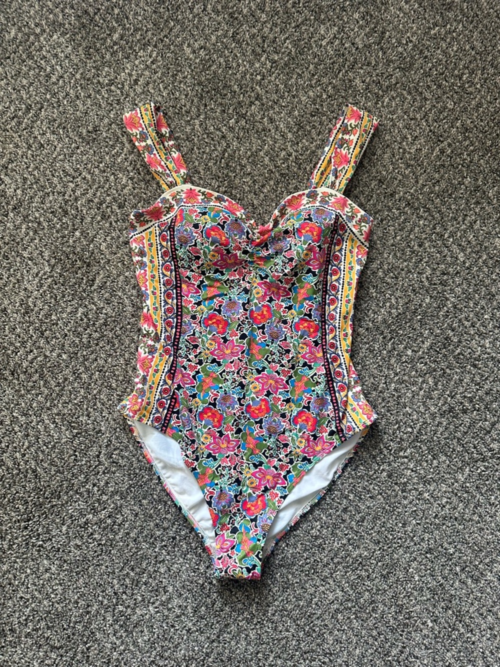 Boden White Lined Garment with Floral Trim